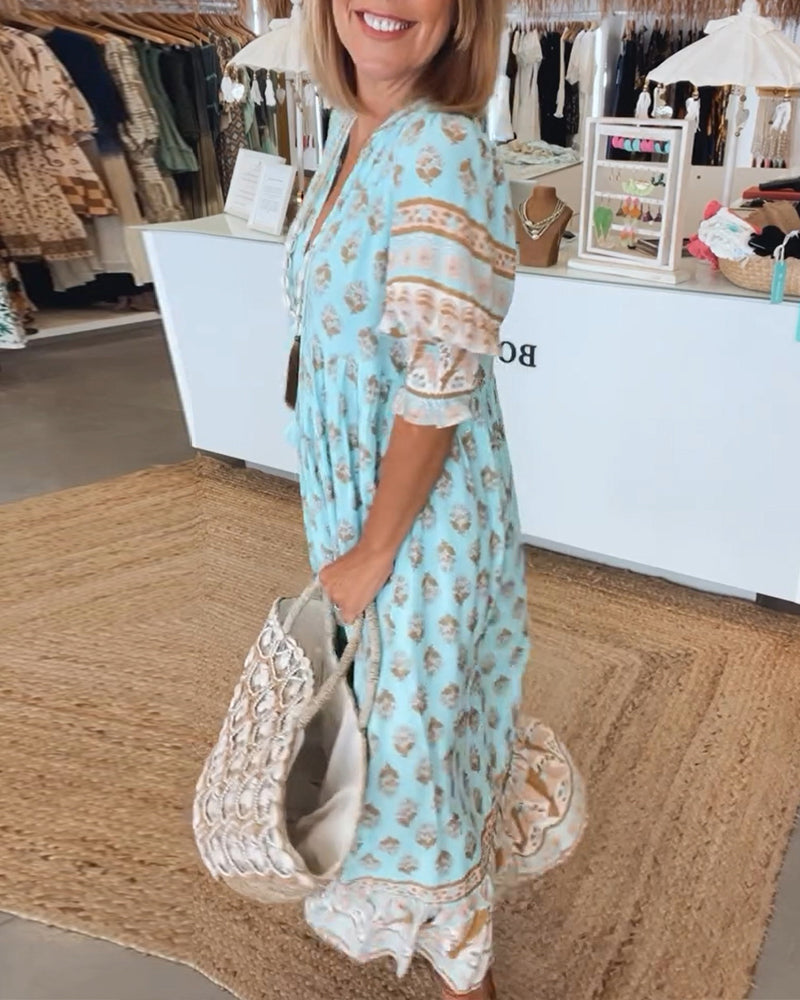 Modena™ - Vestido casual estampado con escote en V y media manga
