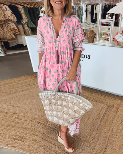 Modena™ - Vestido casual estampado con escote en V y media manga