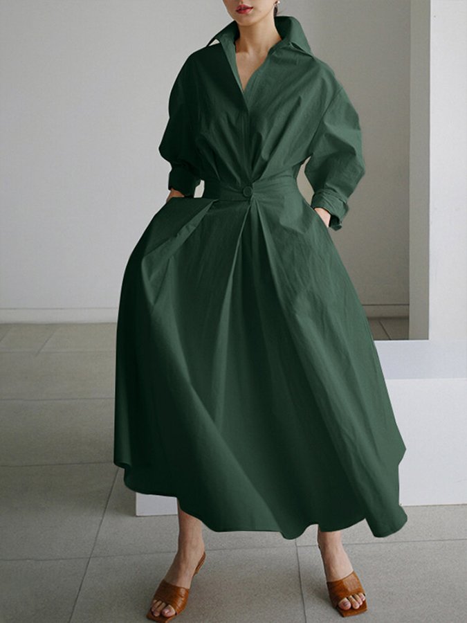 Clémence™ | Vestido midi abotonado
